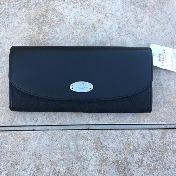 NWT Coach F53617 slim envelope wallet black 12 CM - Picture 2 of 11